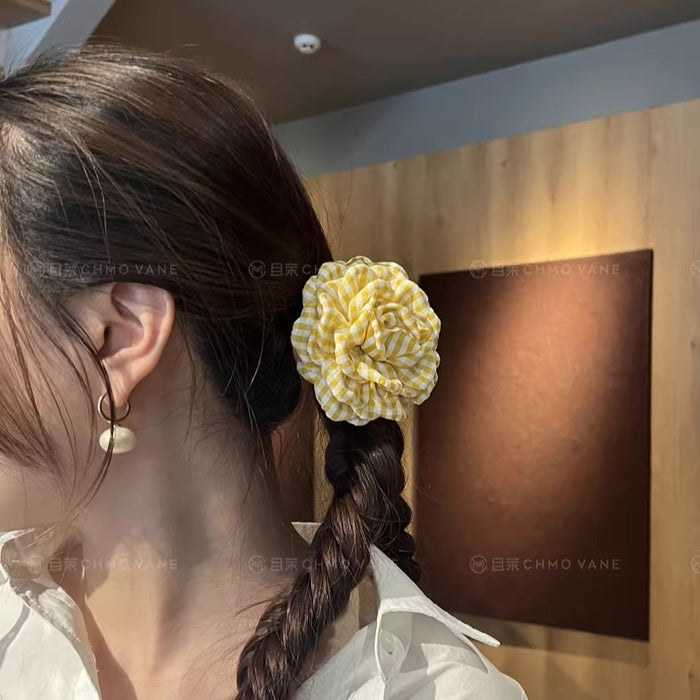 Wholesale Popular Ins Plaid Flower Clip New Fresh Back of Head Simple Shark Clip 2025 Summer New Headwear