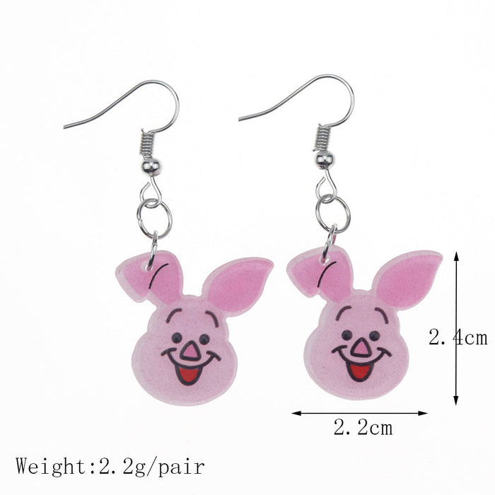 Wholesale Earring Acrylic Cartoon Cute Piggy Cat (S) JDC-ES-niqing001