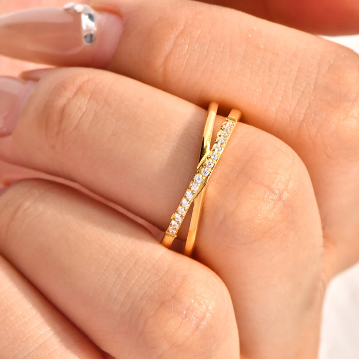 Wholesale 1Pc 18K Gold Plated Cross Diamond Ring