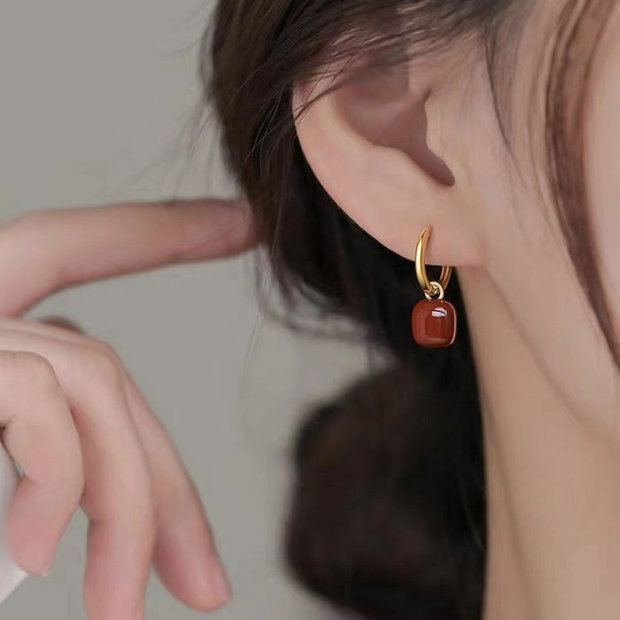 Wholesale Silver needle square earrings, female earrings, niche high-end earrings