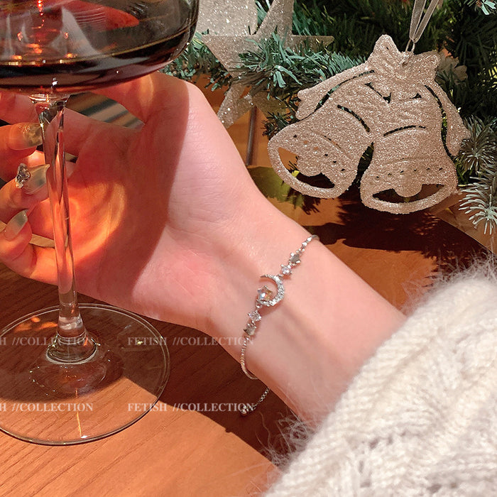 Wholesale Zircon Star Moon Bracelet, Light Luxury, Small and Exquisite Bracelet, Drawable, Elegant Handpiece