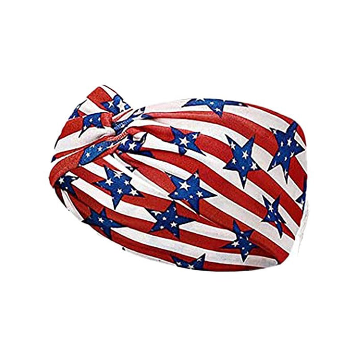 Wholesale 2PCS American Flag Independence Day Stars Knotted Sweat Absorbent Sports Bundle Fabric Headband JDC-HD-YunQ001