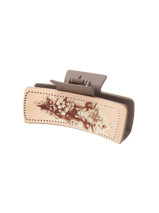 Wholesale Western Style Cactus Print Pattern Leather Hairpin Shark Clip Women' s Grab Clip