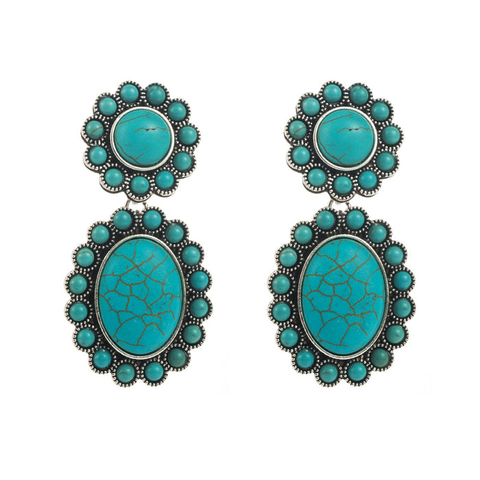 Wholesale retro turquoise geometric earrings