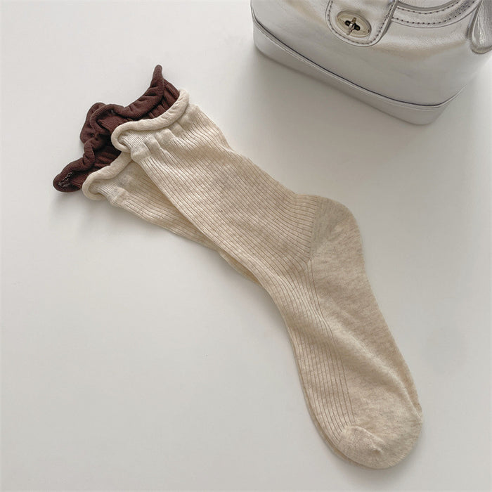 Wholesale Minimally spliced fake two-piece stacked socks thin design with double screw mouth transparent middle tube
