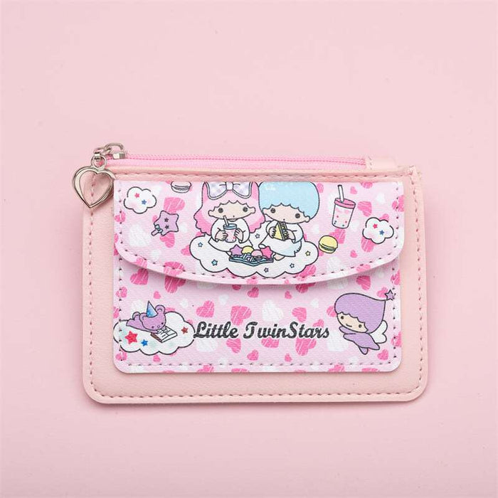 Wholesale PU Card Holder with Cartoon Print Heart Buckle Keychain Trendy Everyday Accessory