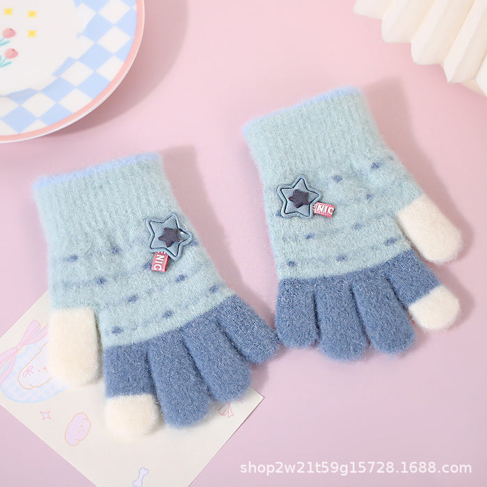 Wholesale Cute Star-Shaped Cold-Weather Knitted Gloves