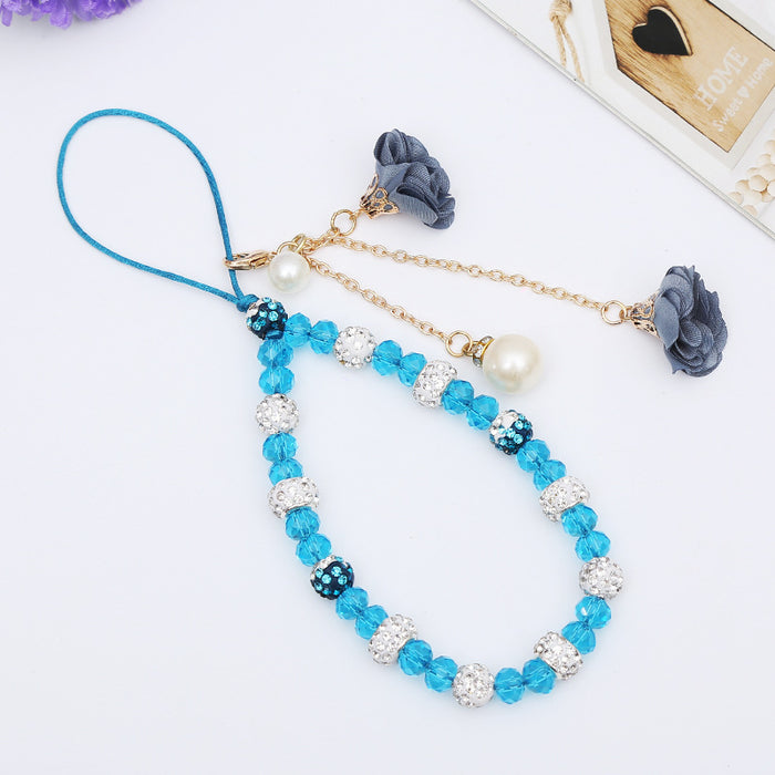 Wholesale Cropped Creative Plaster Flower Mobile Phone Lanyard Crystal Pendant Necklace Phone Case Charm Women's Accessories