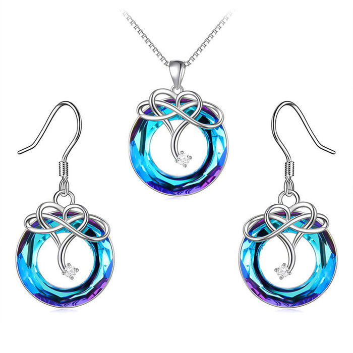 Wholesale Necklace Earring Set Alloy Crystal Infinity's love Necklace MOQ≥2 JDC-ES-CongX001