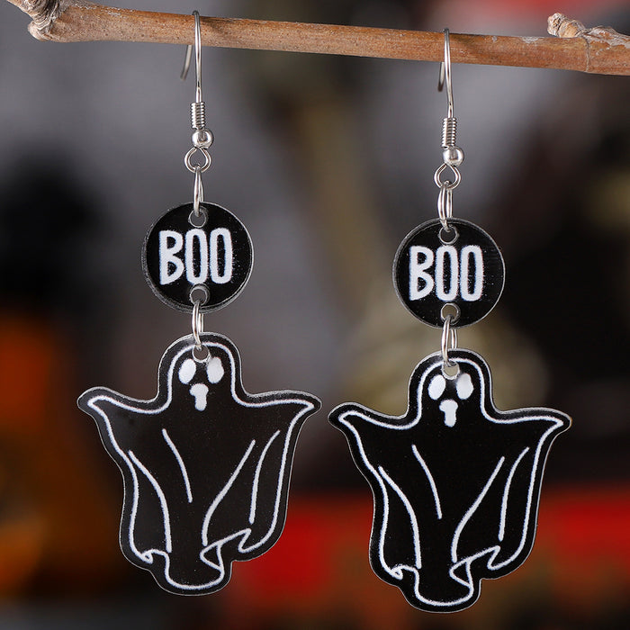 Wholesale  Gothic style black and white ghost splicing pendant earrings acrylic earrings