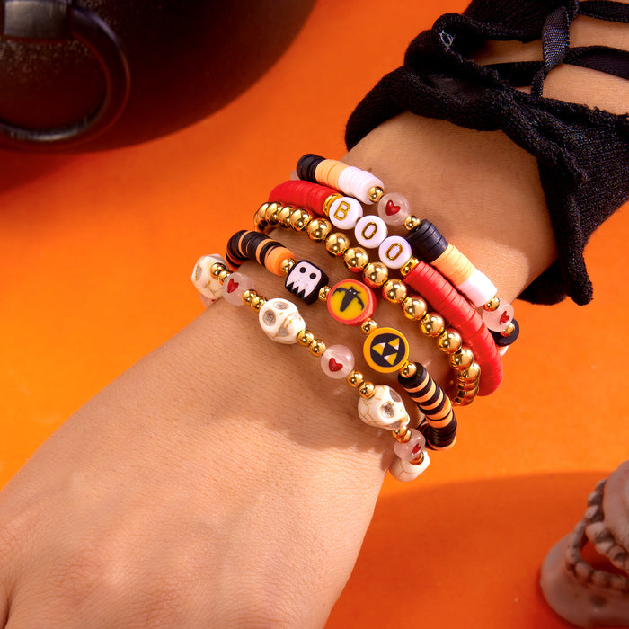 Wholesale  bracelet ghost pumpkin skull letter pendant beaded bracelet festive party multi-layer bracelet
