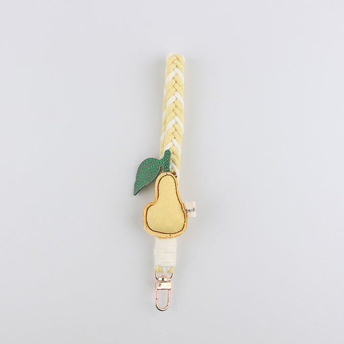 Wholesale Cartoon Fruit Cloth Woven Keychain Mobile Phone Lanyard Water Cup Portable Lanyard Bag Hanging