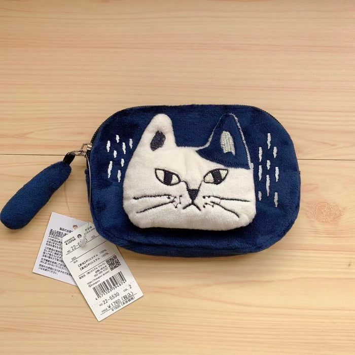 Wholesale Embroidered Cat Coin Purse Small Items Cosmetics Bag Card Bag Headphone Data Cable Bag Cartoon