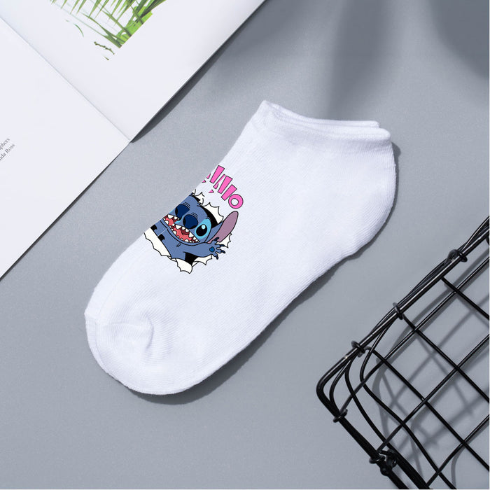 Wholesale Cartoon Simple Breathable Short Style Multi-color Cotton Crew Socks JDC-SK-WuDM001