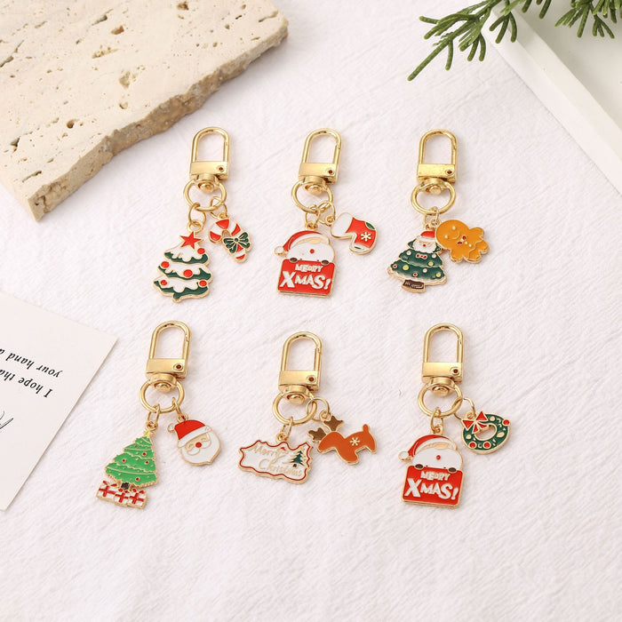 Wholesale Cartoon metal pendant cute  car keychain bag ornament Christmas gift