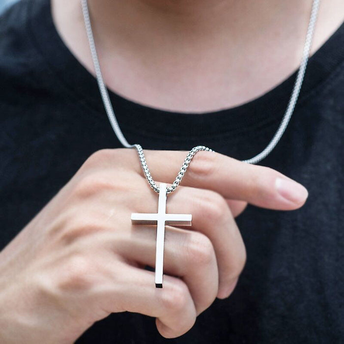 Wholesale New Titanium Cross Necklace, Couple Style, Stainless Steel Pendant, Sweater Chain Accessory