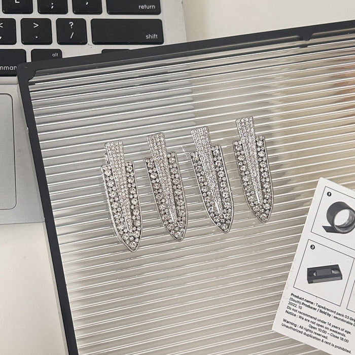 Wholesale New silver full diamond droplet shaped hair clip, duckbill clip, versatile, side shiny and broken hair clip