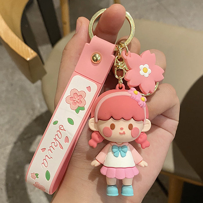 Wholesale Sakura Girl Silicone Keychain JDC-KC-RunX014