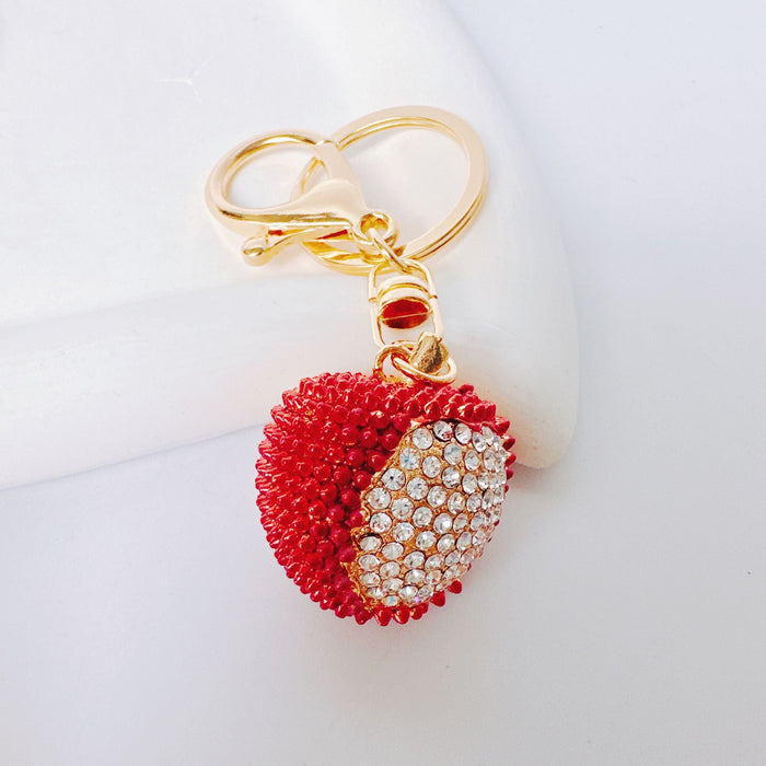 Wholesale Cute Rhinestone Strawberry Pineapple Fruit Alloy Keychain JDC-KC-ZhanLun003