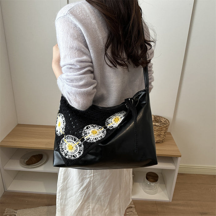 Wholesale PU Tote Bag Urban Simple Style Black Magnetic Closure Fashion