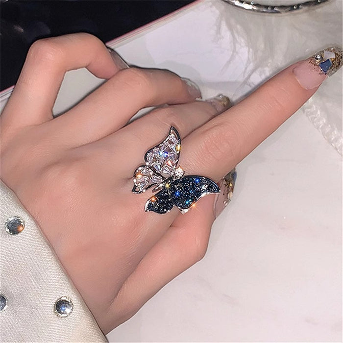 Wholesale Butterfly ring inlaid with zircon