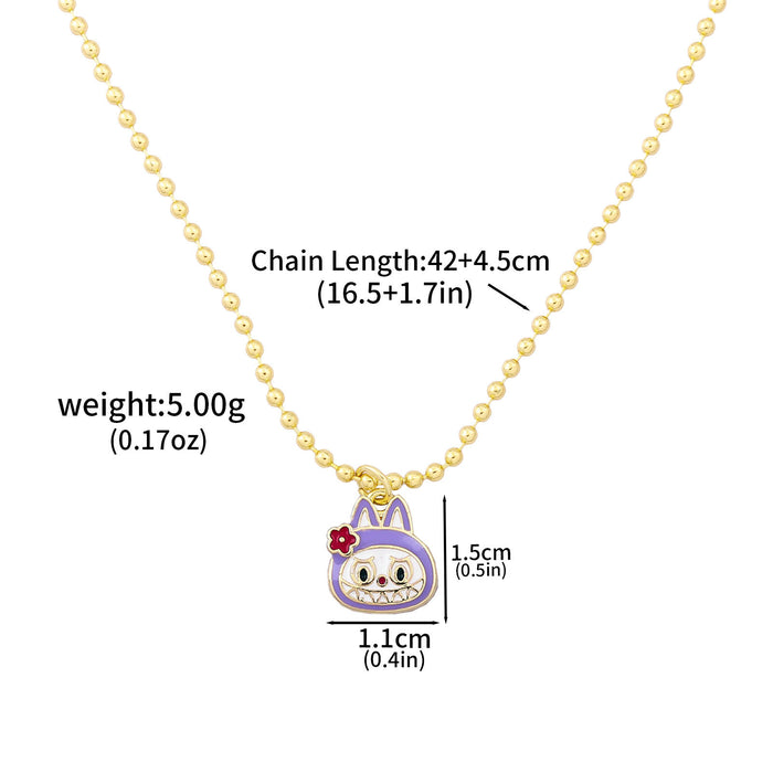 Wholesale Necklace Earrings  Cartoon Cute Metal Enamel Set Pendant Ear Pin Holiday Gift