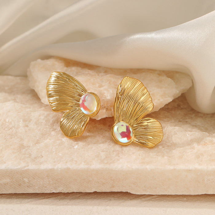 Wholesale Butterfly Symmetrical Stainless Steel Earrings, Personalized Fashion, Exaggerated Design, Titanium Steel Earrings