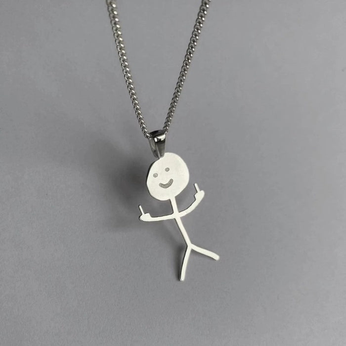 Wholesale Graffiti Middle Finger Character Stainless Steel Necklace JDC-NE-Xinx001