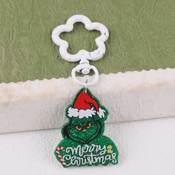 Wholesale Cartoon Christmas series funny acrylic keychain fashionable personality antler pendant jewelry