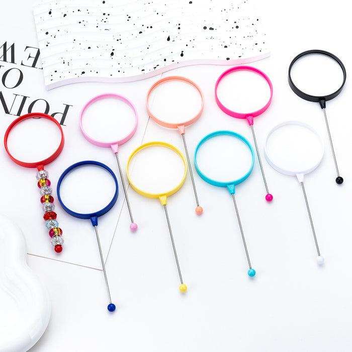 Wholesale DIY beaded magnifying glass student children' s scientific observation handheld portable plastic high-definition magnifying glass