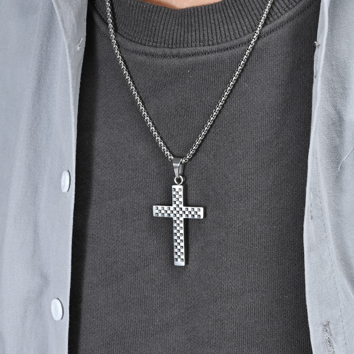 Wholesale Black and White Titanium Steel Cross Necklace JDC-NE-QianF017