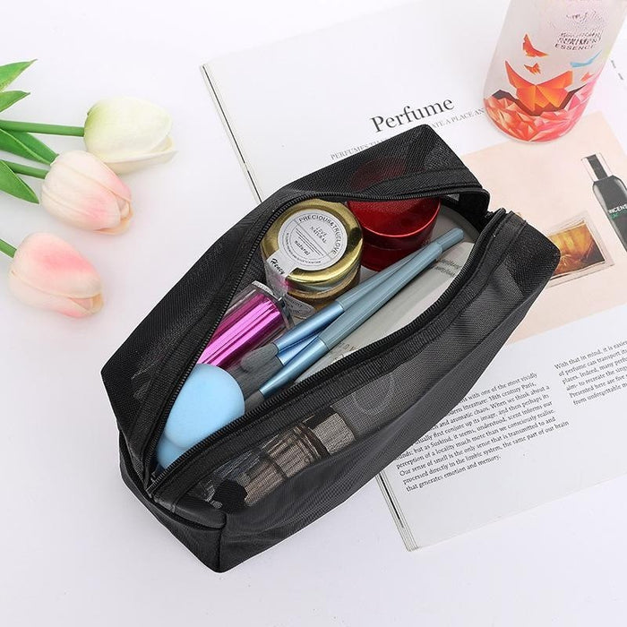 Wholesale Modern Minimalist Mesh Cosmetic Bag Travel Storage Pouch For Makeup Brushes And Daily