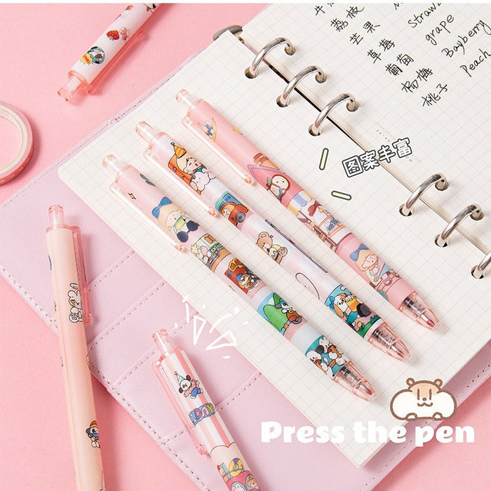 Wholesale Student cartoon press gel pen  cute wind 0. 5 press black sign pen student