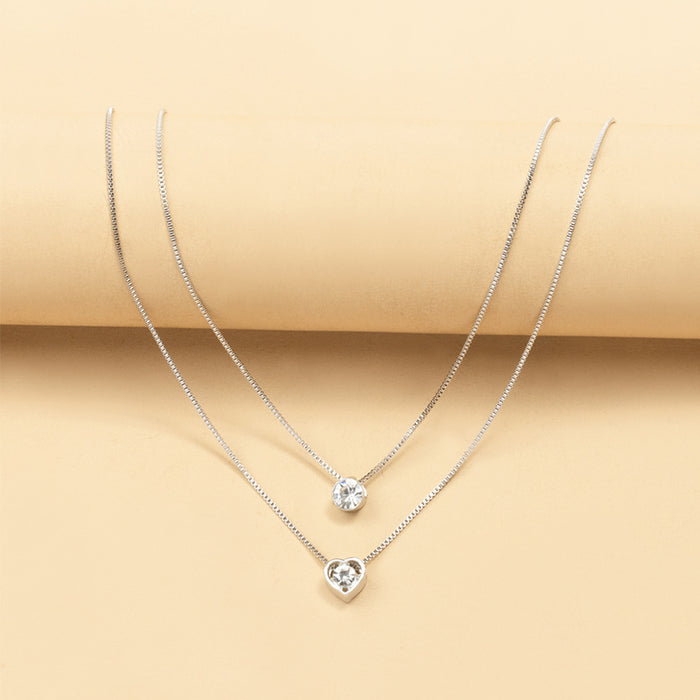 Wholesale Jewelry Fashion Alloy Multi layer Love Droplet Pendant Retro Versatile Necklace Clavicle Chain