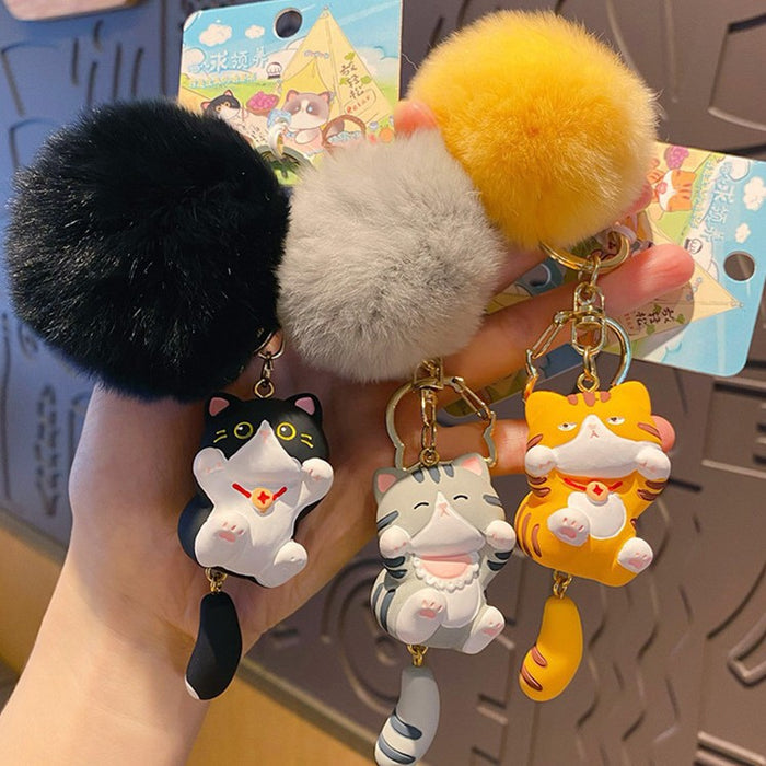 Wholesale Plush keychain Siamese cat pendant resin cat key chain