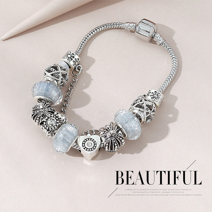 Wholesale Hollow Crown Heart Shape Beaded Crystal Bracelet JDC-BT-Qianzi001