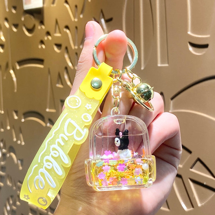 Wholesale Oil-filled Quicksand Acrylic Keychain JDC-KC-Benxin038