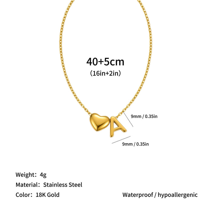 Wholesale Clavicle chain jewelry accessory 26 letter heart pendant titanium steel necklace