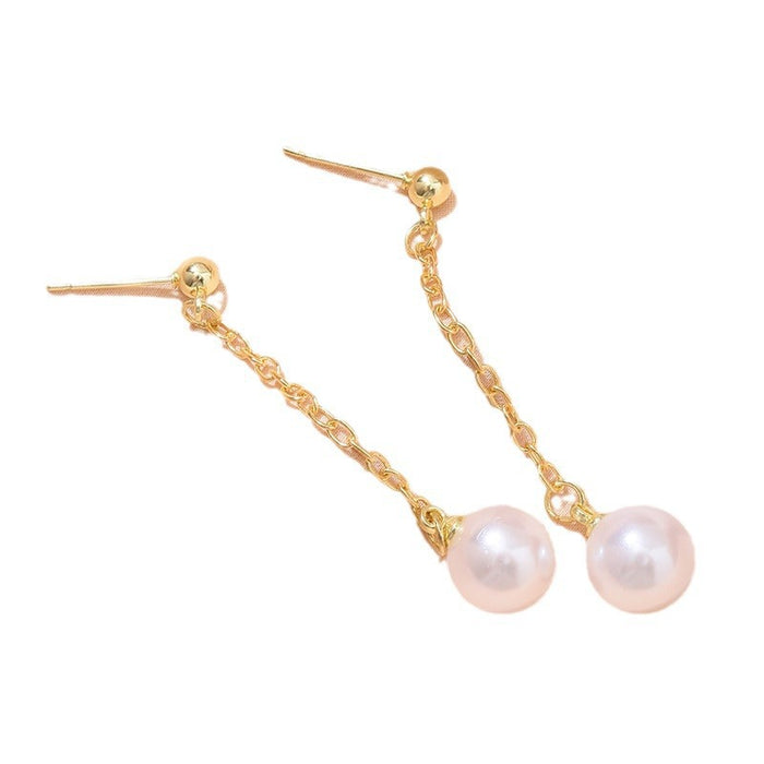 Wholesale Pearl tassel earrings, simple, light, luxurious, fashionable, versatile, personalized, medium to long bean earrings, earrings, earrings, pendants, accessories