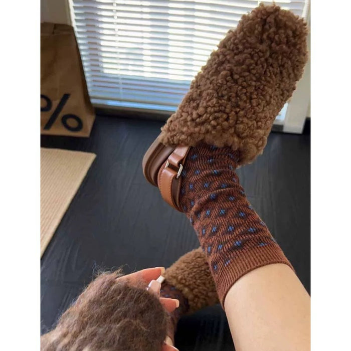 Wholesale Retro artistic style geometric socks, mid tube socks with double needles and dual channels, niche design, mid tube socks