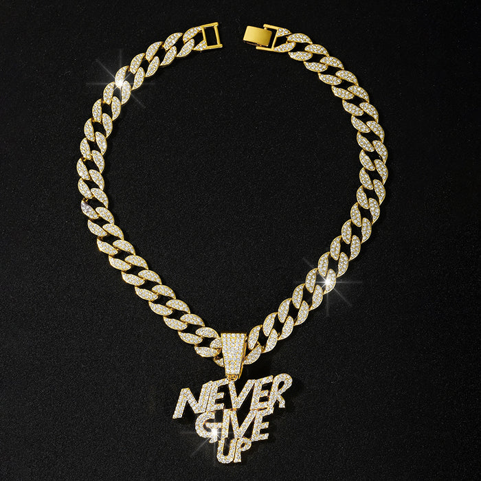 Wholesale Letters NEVE RGIVE UP Alloy Men's Necklace JDC-NE-QingR010