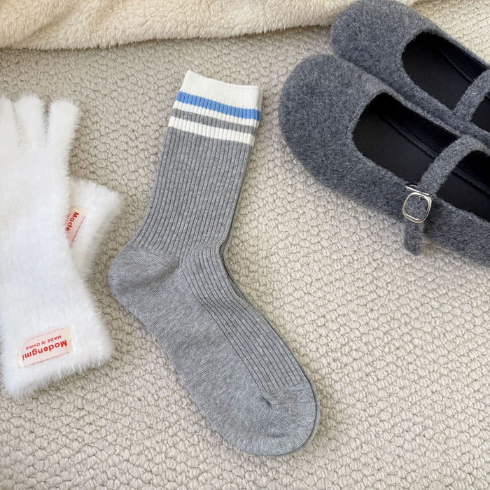 Wholesale Cute socks with contrasting colors, thick and warm socks, looped socks, stacked socks