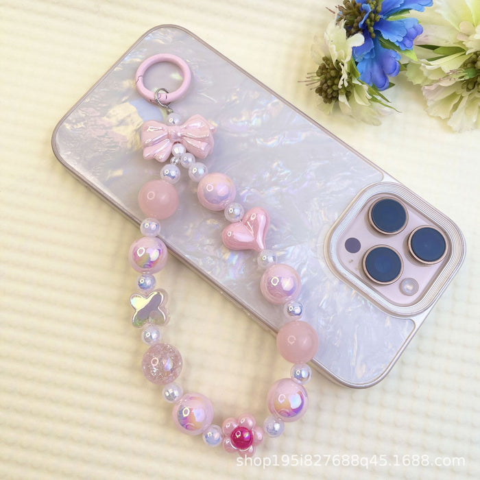 Wholesale Flocking sitting funny colorful beaded mobile phone chain keychain bag doll pendant accessories