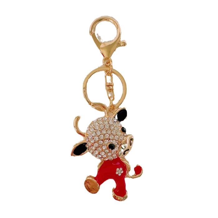 Wholesale Rhinestone Dancing Calf Zinc Alloy Keychain JDC-KC-ZhanLun006