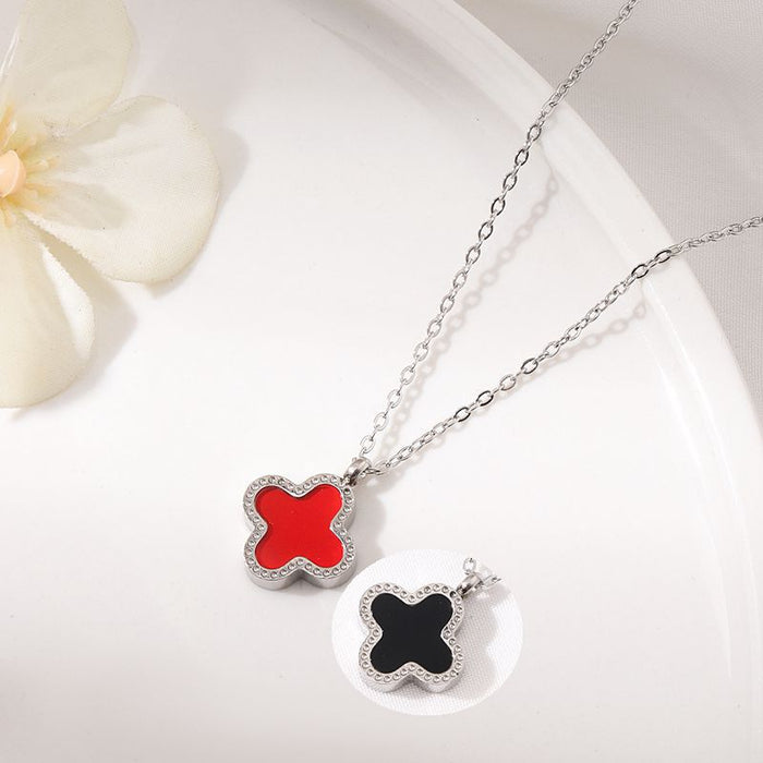 Wholesale Titanium Steel Four Leaf Clover Necklace JDC-NE-BaiQing004