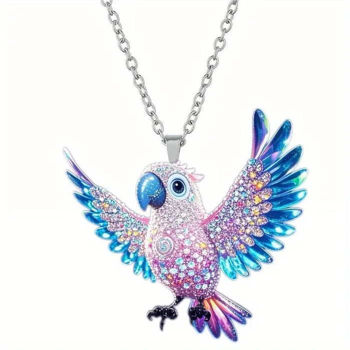 Wholesale Acrylic Colorful Parrot Bird Pendant Necklace with Ball Chain Fashion Jewelry Accessory