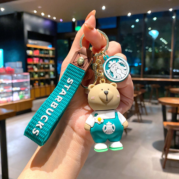 Wholesale Milk tea bear keychain pendant cute bear doll exquisite car key chain ornaments gift