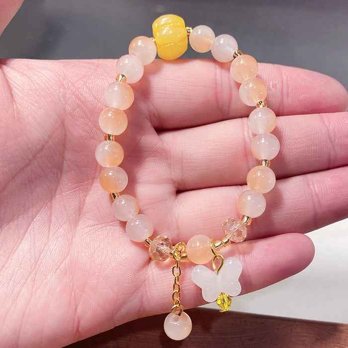 Wholesale Butterfly Bow Glass Bead Bracelet for Kids Trendy Jewelry Accessory MOQ≥3