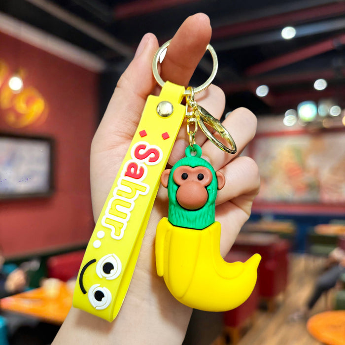 Wholesale Doll Keychain Mythical Beast Quirky Abstract Wooden Stick Man Shark Small Pendant