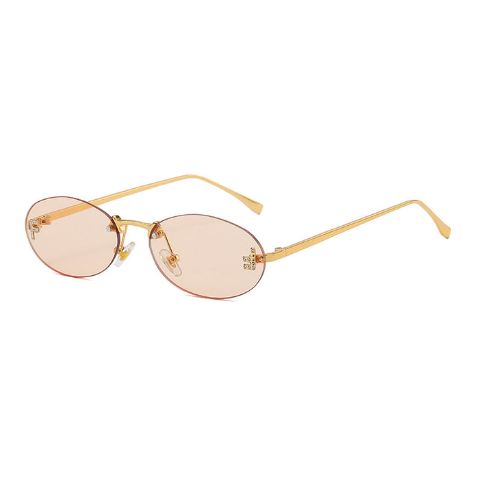 Wholesale Rimless Diamond Oval PC Sunglasses JDC-SG-JieT032